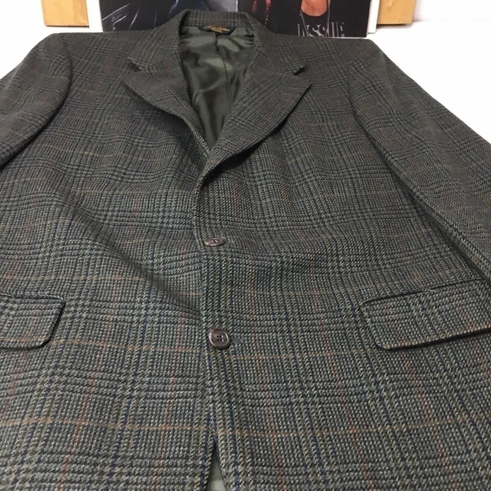Vintage Brooks Brothers 44L Pure Wool Herringbone Tweed Sport Coat Made USA